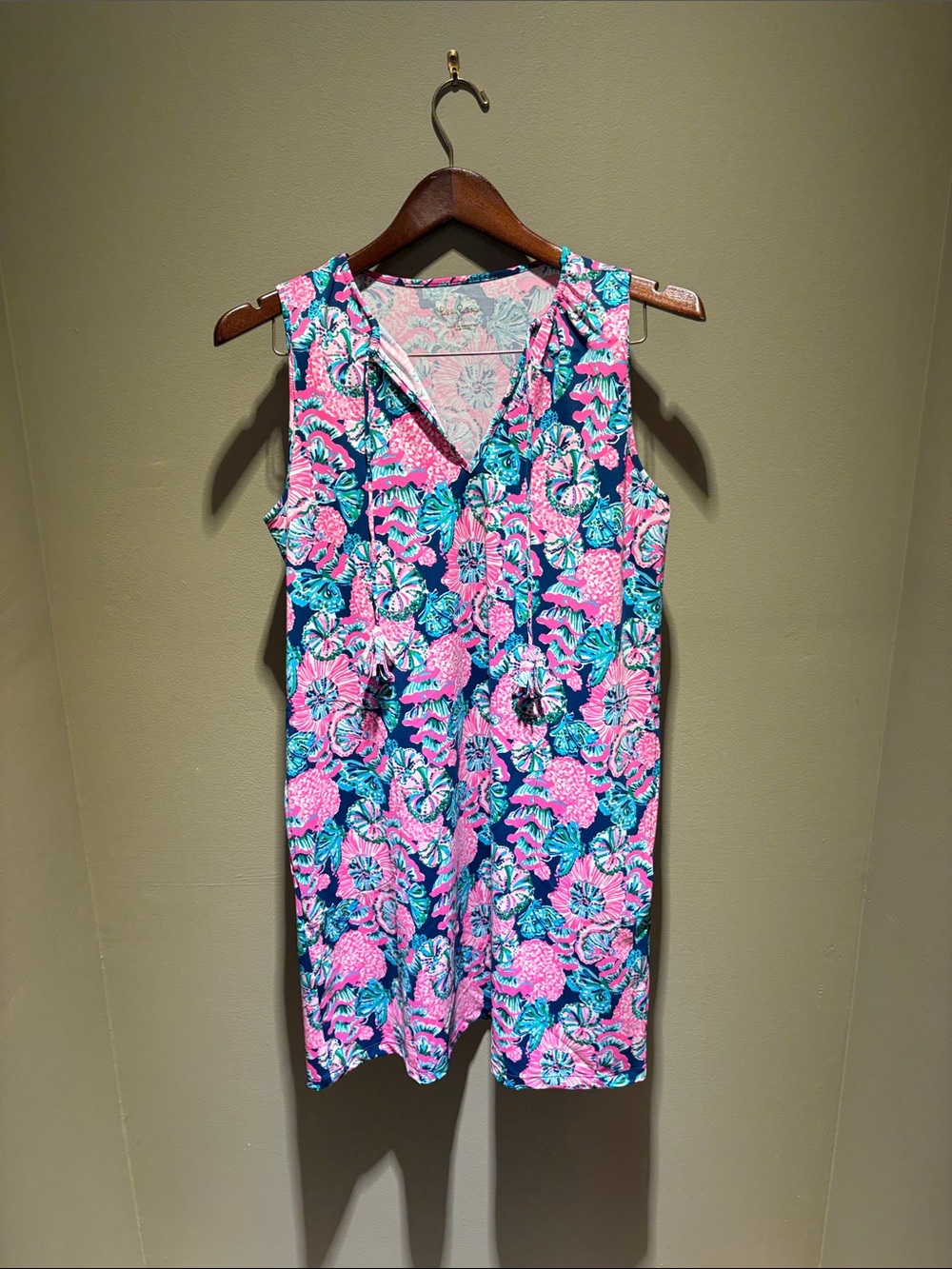 Lilly Pulitzer Tropical Floral Sleeveless Swim Cover Up - Pink & Teal, Size S